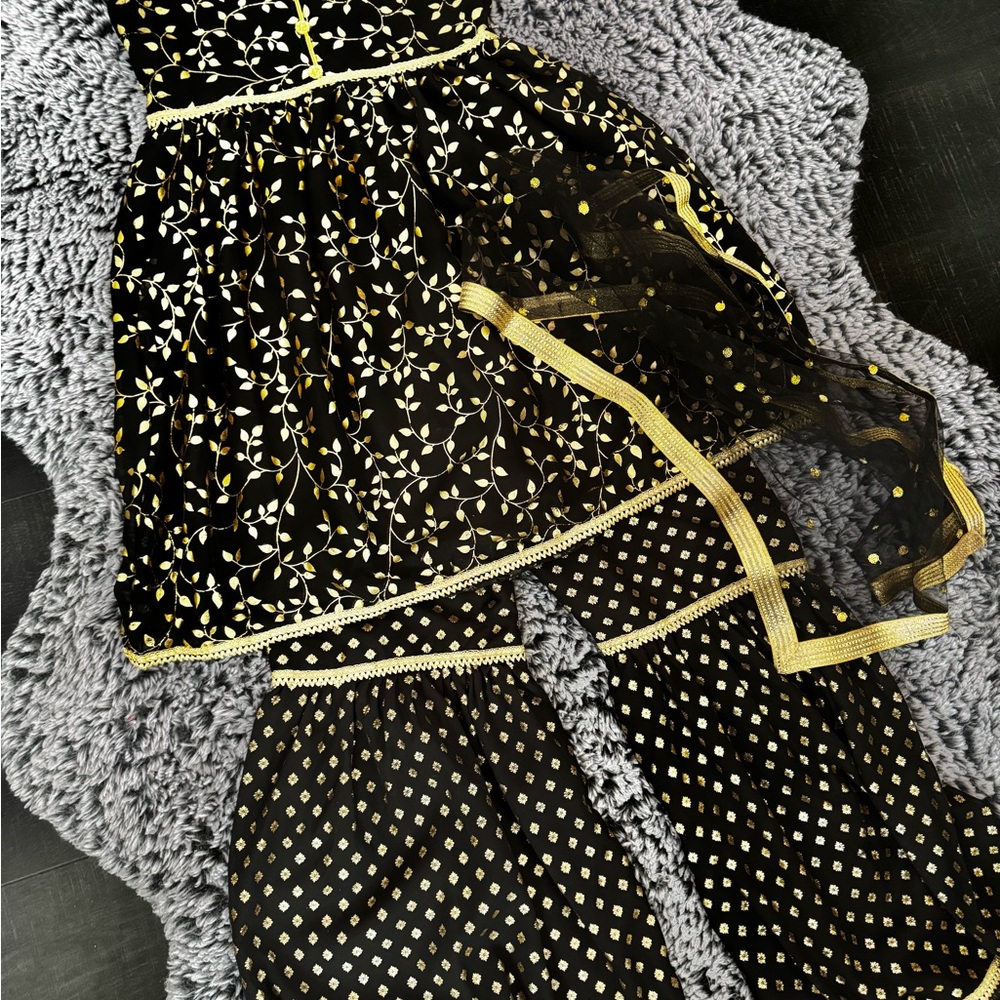 Black and Gold Floral Shararah